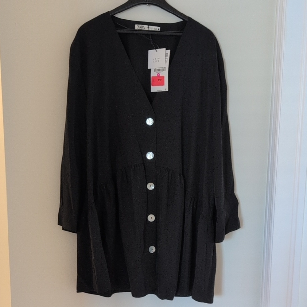 Zara Black Oversized Button-Down Tunic